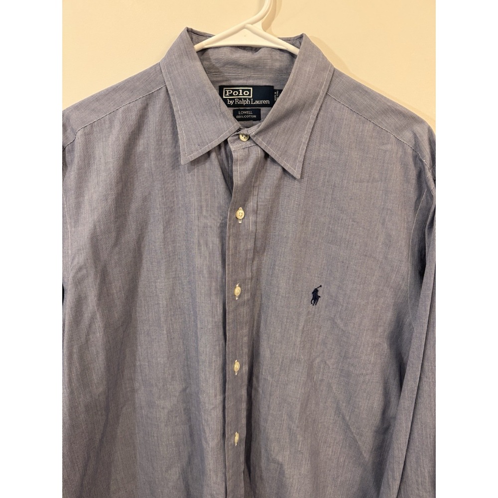 Polo Ralph Lauren Shirt Lowell Men's‎ 16.5  34/35 Blue Pony Button Up Cotton
